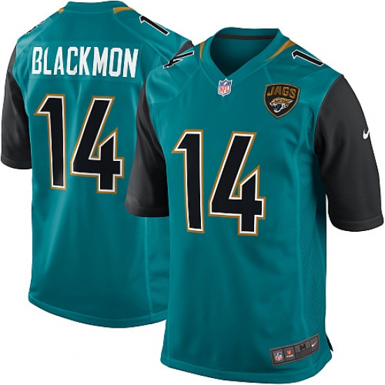 Men's Nike Jacksonville Jaguars #14 Justin Blackmon Game Teal Green Team Color NFL Jersey - Ujersey