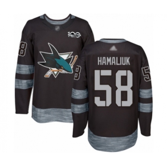 Men's San Jose Sharks #58 Dillon Hamaliuk Authentic Black 1917-2017 100th Anniversary Hockey Jersey - Ujersey