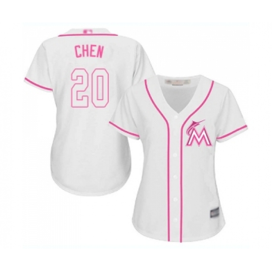 Women's Miami Marlins #20 Wei-Yin Chen Replica White Fashion Cool Base Baseball Jersey - Ujersey