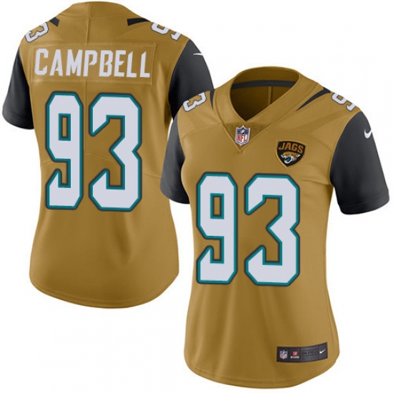 Women's Nike Jacksonville Jaguars #93 Calais Campbell Limited Gold Rush Vapor Untouchable NFL Jersey - Ujersey