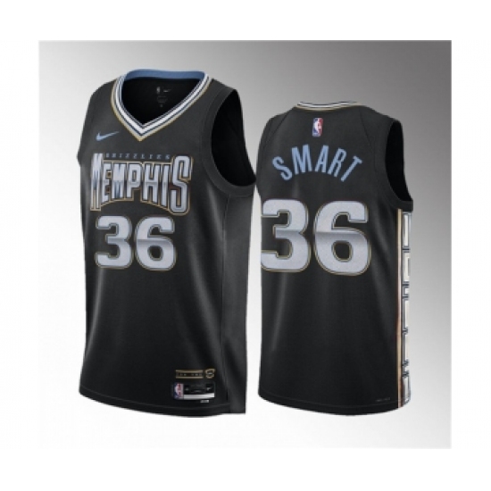 Men's Memphis Grizzlies #36 Marcus Smart Black 2023 Draft City Edition Stitched Basketball Jersey1 - Ujersey