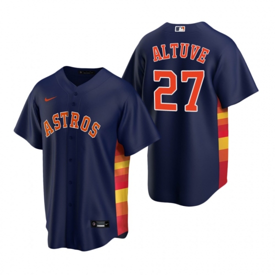 Men's Nike Houston Astros #27 Jose Altuve Navy Alternate Stitched Baseball Jersey - Ujersey