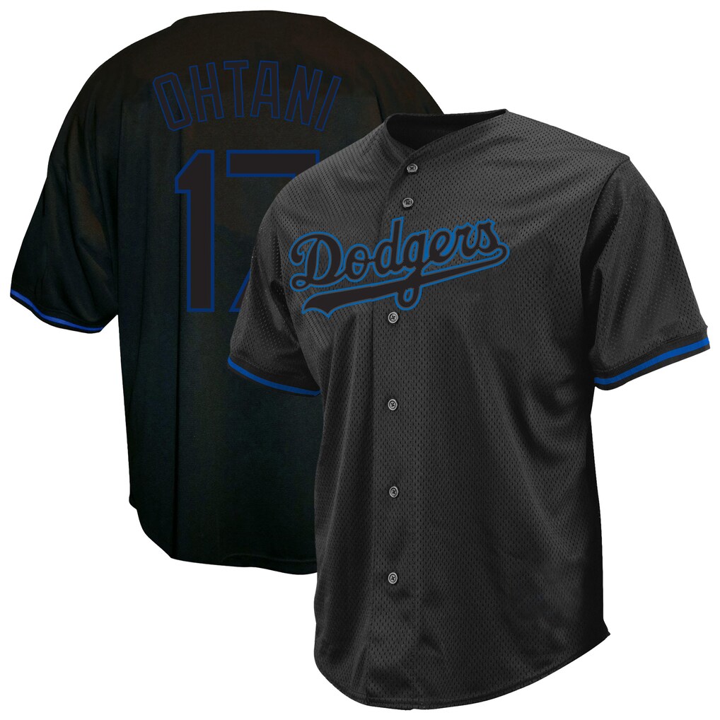 Men's Los Angeles Dodgers Shohei Ohtani Profile Black Big & Tall Pop Fashion Jersey
