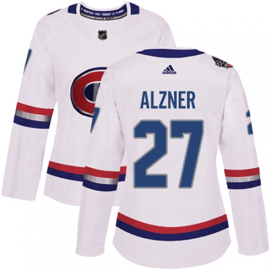 Women's Adidas Montreal Canadiens #27 Karl Alzner Authentic White 2017 100 Classic NHL Jersey - Ujersey