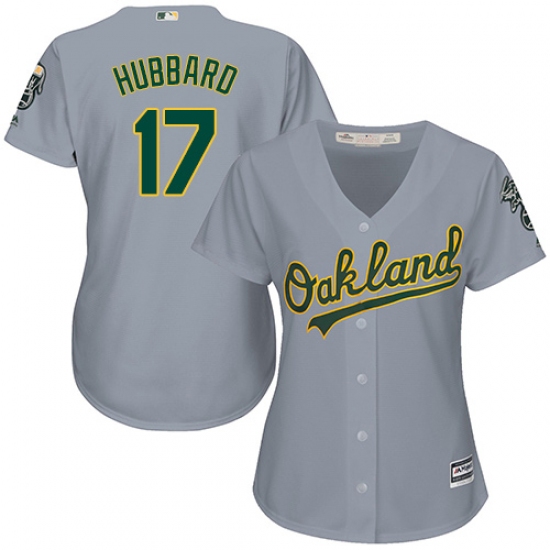 Women's Majestic Oakland Athletics #17 Glenn Hubbard Authentic Grey Road Cool Base MLB Jersey - Ujersey