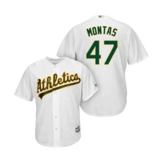Youth Oakland Athletics #47 Frankie Montas Authentic White Home Cool Base Baseball Player Jersey - Ujersey