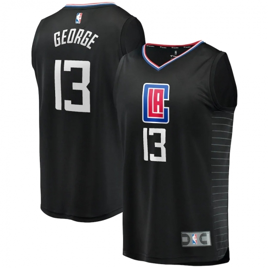 Men's LA Clippers #13 Paul George Fanatics Branded Black 2020-21 Fast Break Player Jersey - Ujersey