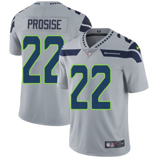 Men's Nike Seattle Seahawks #22 C. J. Prosise Grey Alternate Vapor Untouchable Limited Player NFL Jersey - Ujersey