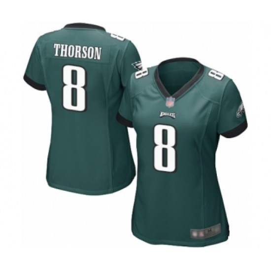 Women's Philadelphia Eagles #8 Clayton Thorson Game Midnight Green Team Color Football Jersey - Ujersey