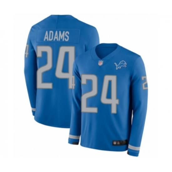 Youth Detroit Lions #24 Andrew Adams Limited Blue Therma Long Sleeve Football Jersey - Ujersey