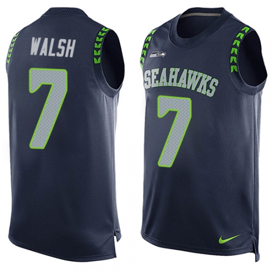 Men's Nike Seattle Seahawks #7 Blair Walsh Limited Steel Blue Player Name & Number Tank Top NFL Jersey - Ujersey