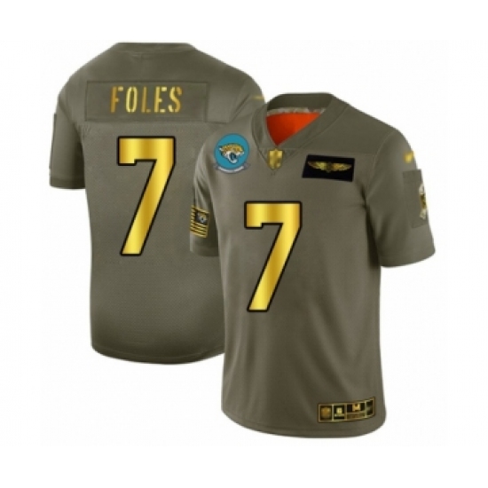 Men's Jacksonville Jaguars #7 Nick Foles Olive Gold 2019 Salute to Service Limited Football Jersey - Ujersey