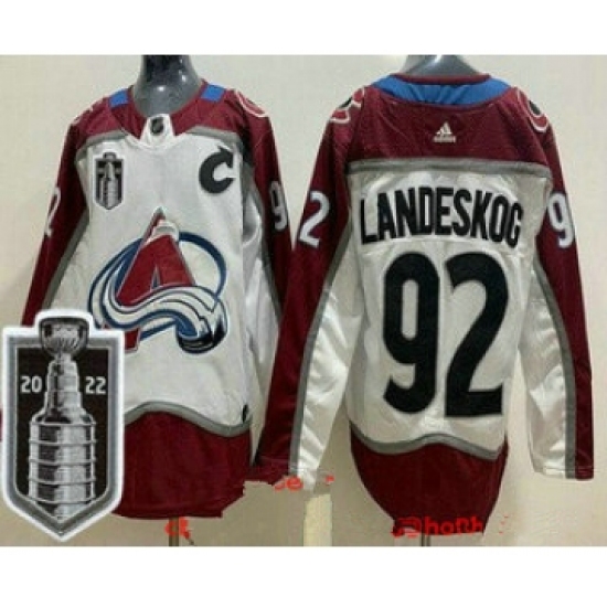 Men's Colorado Avalanche #92 Gabriel Landeskog White 2022 Stanley Cup Stitched Jersey - Ujersey