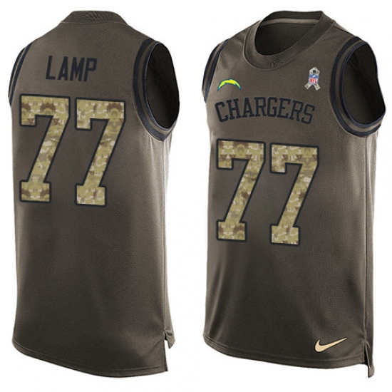 Men's Nike Los Angeles Chargers #77 Forrest Lamp Limited Green Salute to Service Tank Top NFL Jersey - Ujersey