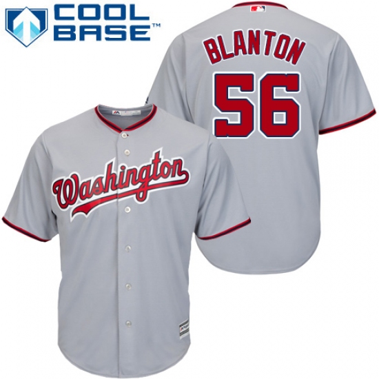 Youth Majestic Washington Nationals #56 Joe Blanton Authentic Grey Road Cool Base MLB Jersey - Ujersey