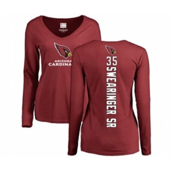 NFL Women's Nike Arizona Cardinals #35 D.J. Swearinger SR Maroon Backer Long Sleeve T-Shirt - Ujersey