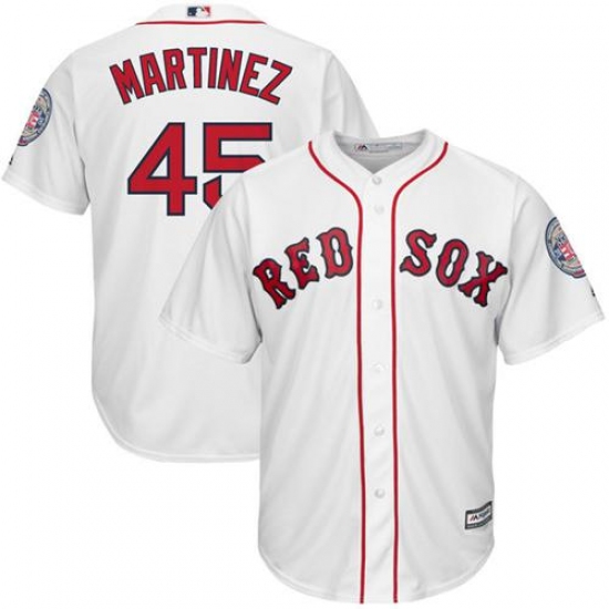 Men's Majestic Boston Red Sox #45 Pedro Martinez Replica White Cooperstown MLB Jersey - Ujersey