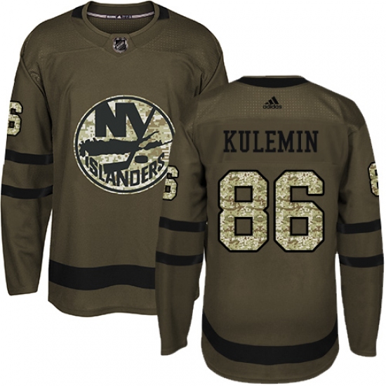 Men's Adidas New York Islanders #86 Nikolay Kulemin Premier Green Salute to Service NHL Jersey - Ujersey