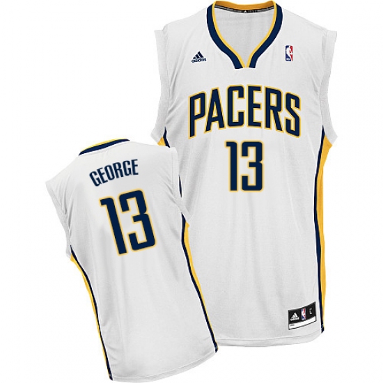 Men's Adidas Indiana Pacers #13 Paul George Swingman White Home NBA Jersey - Ujersey