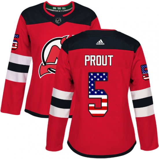 Women's Adidas New Jersey Devils #5 Dalton Prout Authentic Red USA Flag Fashion NHL Jersey - Ujersey