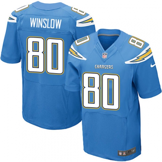 Men's Nike Los Angeles Chargers #80 Kellen Winslow Elite Electric Blue Alternate NFL Jersey - Ujersey