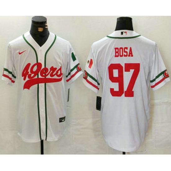 Men's San Francisco 49ers #97 Nick Bosa White Mexico Cool Base Stitched Baseball Jersey - Ujersey
