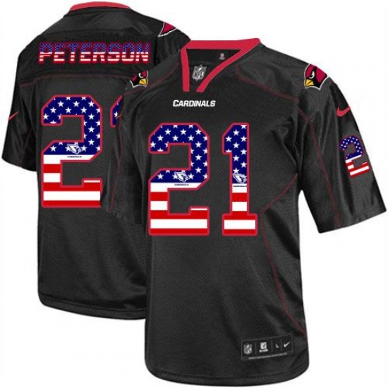 Men's Nike Arizona Cardinals #21 Patrick Peterson Elite Black USA Flag Fashion NFL Jersey - Ujersey