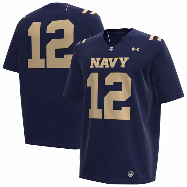 Men's Under Armour #12 Navy Navy Midshipmen Replica Football Jersey - Ujersey