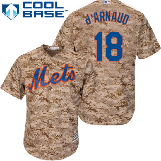 Men's Majestic New York Mets #18 Travis d'Arnaud Authentic Camo Alternate Cool Base MLB Jersey - Ujersey