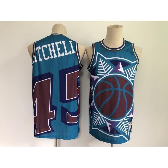 Men's Utah Jazz #45 Donovan Mitchell Blue Big Face-2.0 Jersey - Ujersey