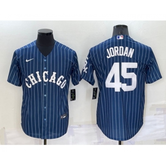 Men's Chicago White Sox #45 Michael Jordan Navy Cool Base Stitched Jersey - Ujersey