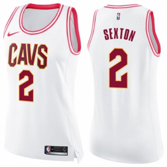 Women's Nike Cleveland Cavaliers #2 Collin Sexton Swingman White/Pink Fashion NBA Jersey - Ujersey