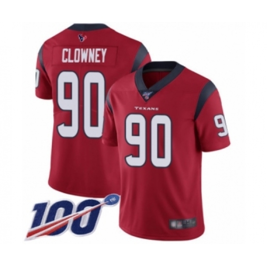 Men's Houston Texans #90 Jadeveon Clowney Red Alternate Vapor Untouchable Limited Player 100th Season Football Jersey - Ujersey