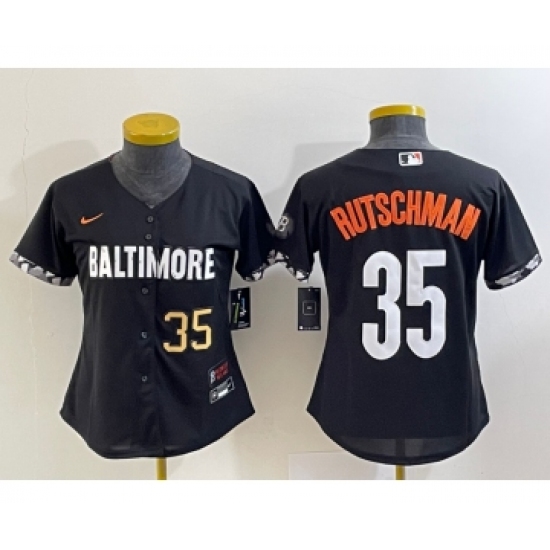 Women's Baltimore Orioles #35 Adley Rutschman Number Black 2023 City Connect Cool Base Stitched Jersey - Ujersey