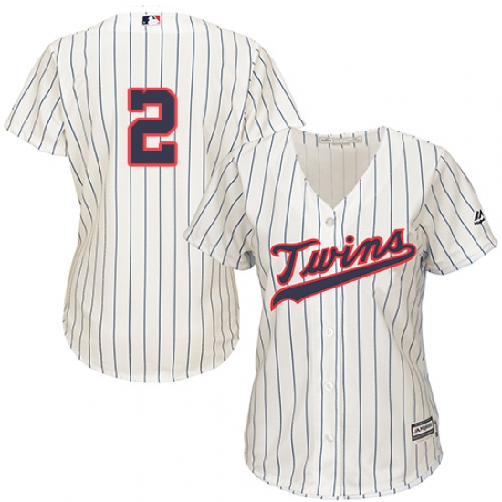 Women's Majestic Minnesota Twins #2 Brian Dozier Replica Cream Alternate Cool Base MLB Jersey - Ujersey