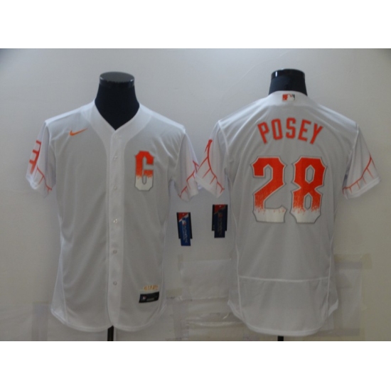 Men's San Francisco Giants #28 Buster Posey White 2021 City Connect Replica Player Jersey - Ujersey