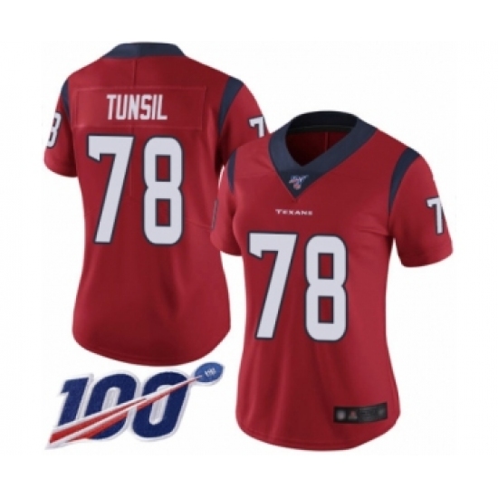 Women's Houston Texans #78 Laremy Tunsil Red Alternate Vapor Untouchable Limited Player 100th Season Football Jersey - Ujersey