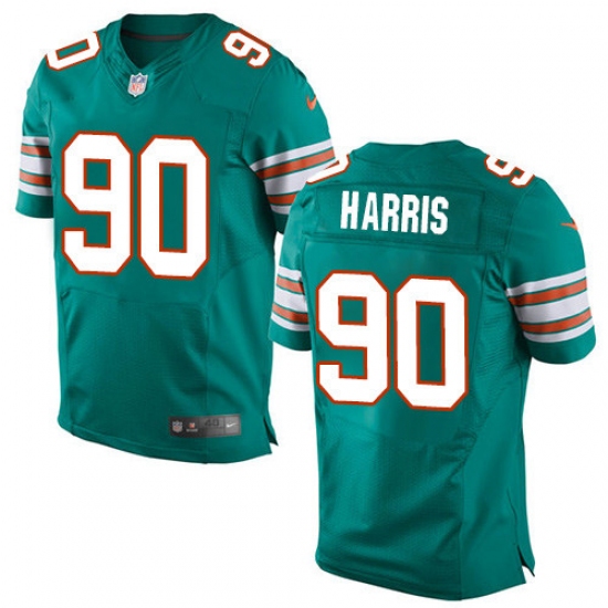 Men's Nike Miami Dolphins #90 Charles Harris Elite Aqua Green Alternate NFL Jersey - Ujersey