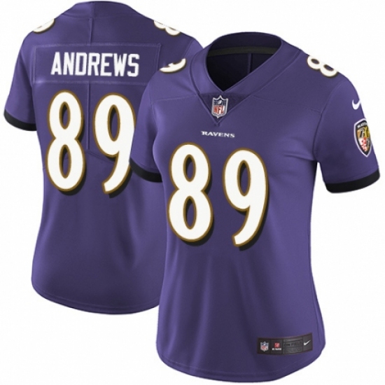 Women's Nike Baltimore Ravens #89 Mark Andrews Purple Team Color Vapor Untouchable Limited Player NFL Jersey - Ujersey