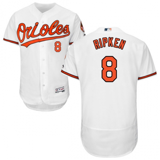 Men's Majestic Baltimore Orioles #8 Cal Ripken White Home Flex Base Authentic Collection MLB Jersey - Ujersey