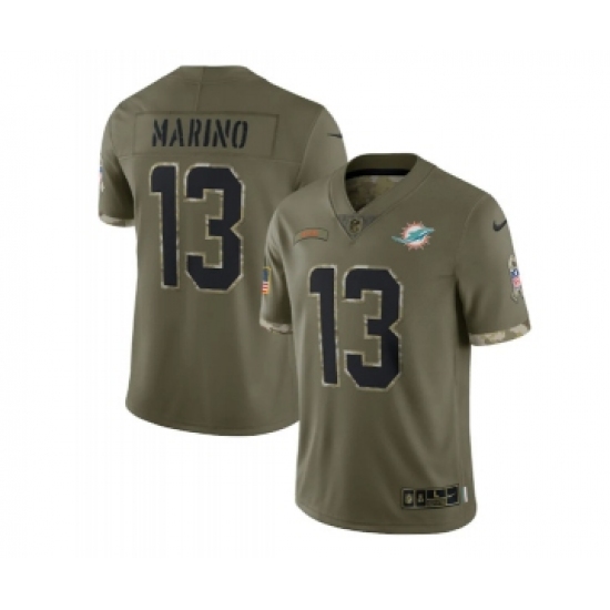 Men's Miami Dolphins #13 Dan Marino 2022 Olive Salute To Service Limited Stitched Jersey - Ujersey