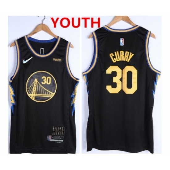 Youth Golden State Warriors #30 Stephen Curry 75th Anniversary Black Stitched Basketball Jersey - Ujersey