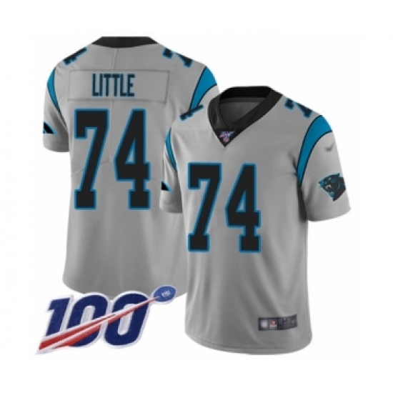 Youth Carolina Panthers #74 Greg Little Silver Inverted Legend Limited 100th Season Football Jersey - Ujersey