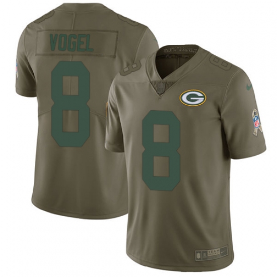 Men's Nike Green Bay Packers #8 Justin Vogel Limited Olive 2017 Salute to Service NFL Jersey - Ujersey