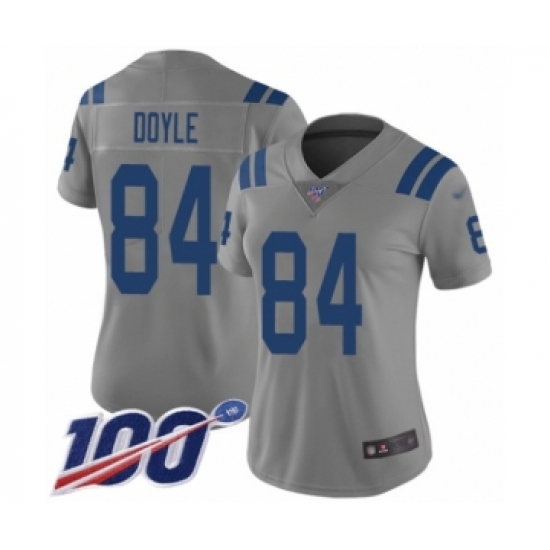 Women's Indianapolis Colts #84 Jack Doyle Limited Gray Inverted Legend 100th Season Football Jersey - Ujersey