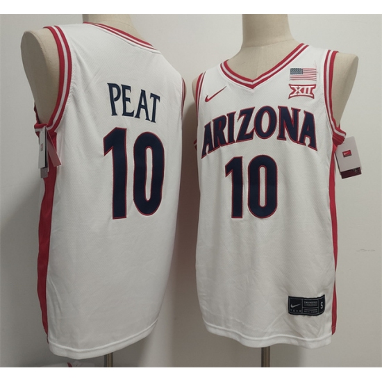 Men's Arizona Wildcats #10 Koa Peat White Stitched Jersey - Ujersey