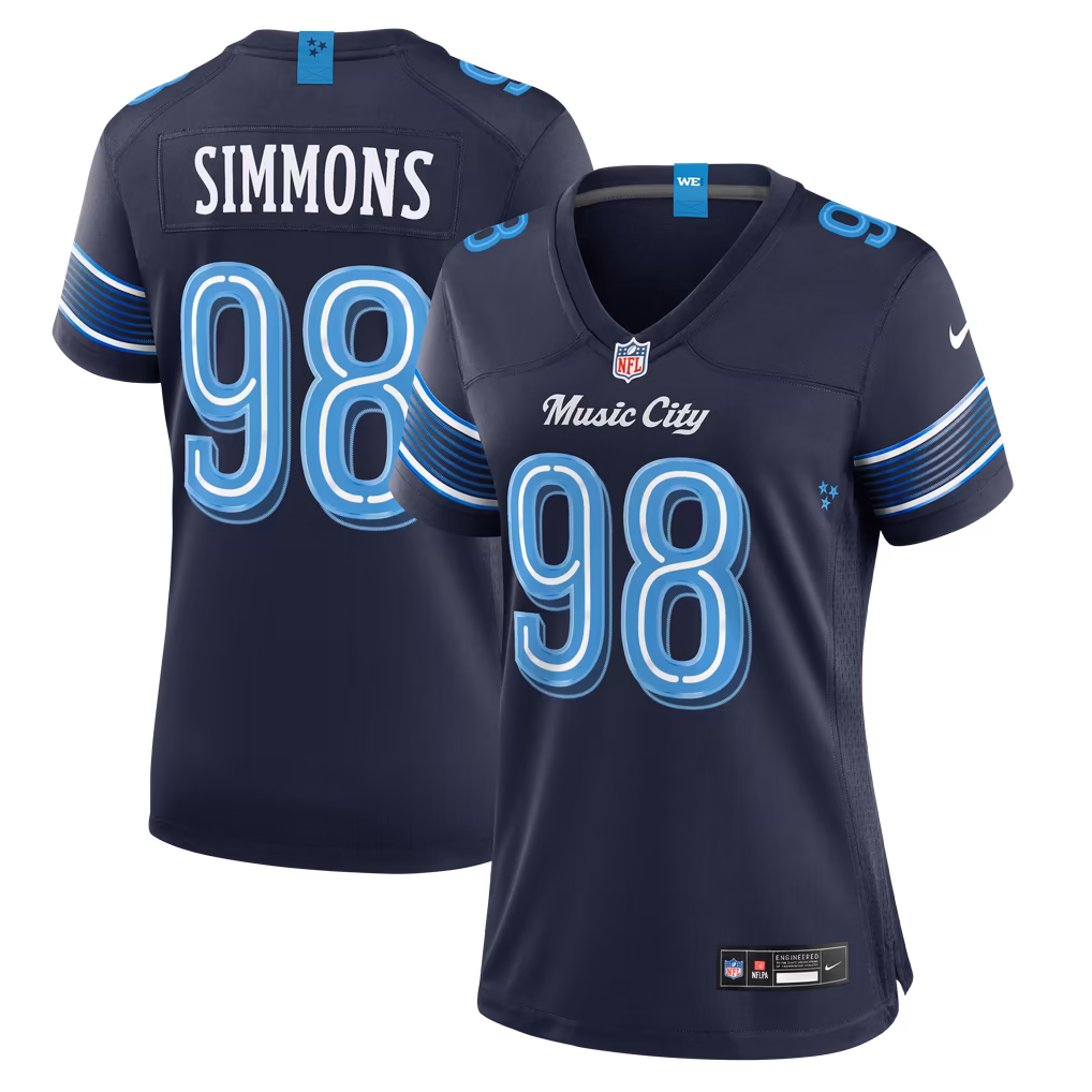 Women's Tennessee Titans Jeffery Simmons Nike Navy 2026 Rivalries Collection Game Jersey - Ujersey