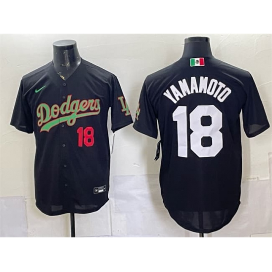Men's Los Angeles Dodgers #18 Yoshinobu Yamamoto Black Mexico Limited Stitched Baseball Jersey - Ujersey