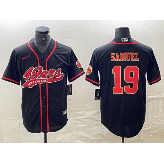 Men's San Francisco 49ers #19 Deebo Samuel Black Red With Cool Base Stitched Baseball Jersey - Ujersey