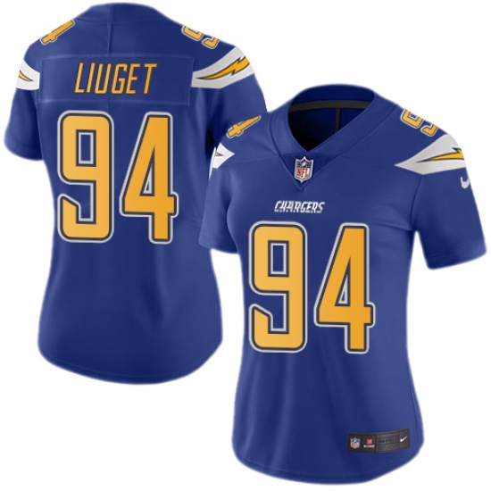 Women's Nike Los Angeles Chargers #94 Corey Liuget Limited Electric Blue Rush Vapor Untouchable NFL Jersey - Ujersey